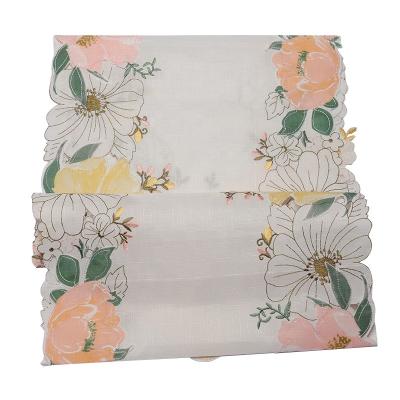 China Printed and Embroidered Tablecloth Wholesale Custom Watercolor Flower Table Cloth Spring Runner for sale