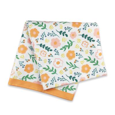 China Machine Washable 100% Polyester Picnic Style Table Cloth Custom With Flowers And Leaves Pattern Table Cloth for sale