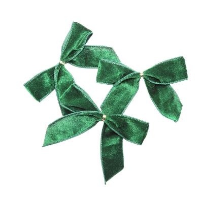 China Festival Decoration Home Wholesale ChristmasTree Ribbon Bow Green Velvet Custom Decorative Bowknot for sale