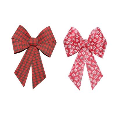 China Home Festival Decoration Factory Supplies Christmas Tree Decoration Bows Red And White Snowflake Festival Bowknot for sale