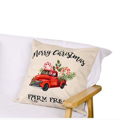 China Popular Home Christmas Linen Burlap Tuck Candy Cane Candy Cane Cushion Cover Pillow Case for sale