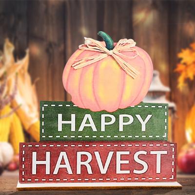 China Modern High Quality Thanksgiving Harvest Happy Home Decorations Autumn Pumpkin Wooden Frame for sale