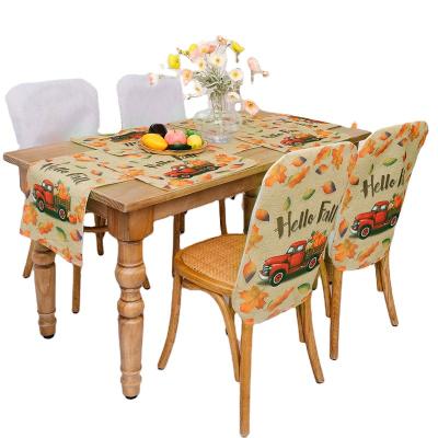 China Decoration Party Decoration Autumn Thanksgiving Pumpkin Truck Maple Leaves Table Runner for sale