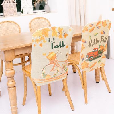 China Decoration Home Decoration Crafts Autumn Thanksgiving Pumpkin Truck Maple Leaves Chair Cover for sale