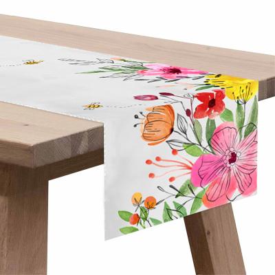 China Custom Printed 100% Modern High Quality Canvas Modern Bee Floral Happy Floral Runner for sale