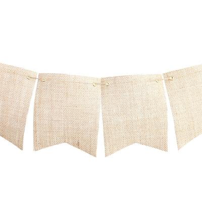 China Wholesale Custom Burlap Home DIY Wedding Party Solid Burlap Table Runner Festival Decoration Banner Garland for sale