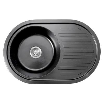 China Multifunction Kitchen Sink Black Single Bowl Without Faucet Granite With Cupc for sale