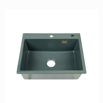 China Without Faucet Quartz Square Modern Commercial Restaurant Dark Gray Sink For Kitchen In Pakistan for sale