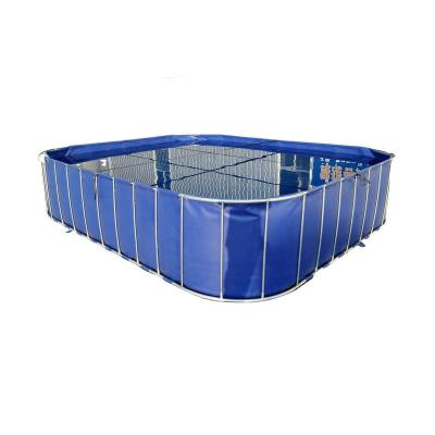 China Durable Collapsible Fish Farm Square Plastic Aquarium And Round PVC Fish Farming Tank Tarpaulin for sale