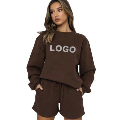 China Autumn Woman Fleece Hoodie Set Custom Made Breathable 2 Piece Loose Pullover Hoodie Fits Jogger Women Sweatshirt for sale