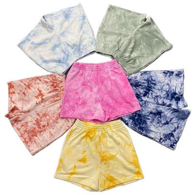 China 2022 New Design Summer Streetwear Cotton Fleece Women's Sustainable Comfy Tie Dye Shorts For Gym Workout Jogging Tie Dye Shorts for sale