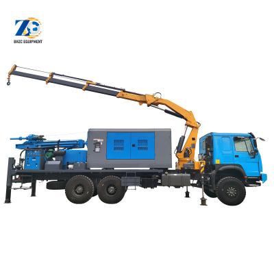 China BHZC350T Full Water Wells Soil Rock Drill Rig HOWO Drive Truck Chassis 6*6 Water Well Drilling Rig with Truck Mounted Crane for sale