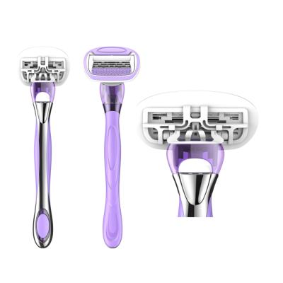 China High quality four blades women cheap shaving razor with four blades metal handle system razor for sale