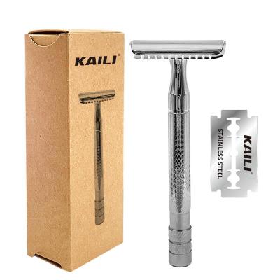 China Single blade stainless steel safety razor fitted with double edge blade for sale