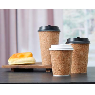 China Customized Disposable Cork Coffee Paper Cup With Eco Friendly Biodegradable Lid for sale