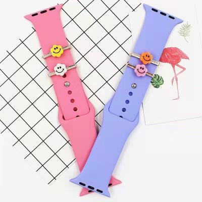 China Easy Recommend 38mm Silicone Watch Band Strap Accessories Decorative Smile Face Ring for sale