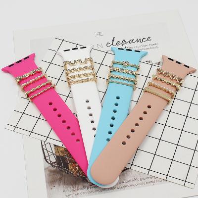 China Good Selling Easy Accessories Decorative 38mm 42mm Silicone Watch Band Ring Nail 5 Pieces Set For Apple for sale