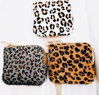 China New Arrival Leopard Mini Handcarry Leather Horsehair Wallet Easy Copy Mini Zipper Bag for sale