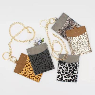 China New Trend Easy PU Leather Credit Card Bag With Lanyard ID Holder Zippered Card Holders for sale