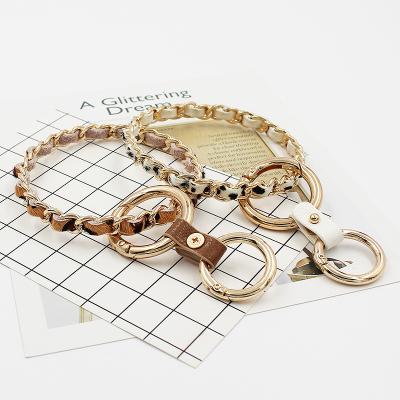 China Home Wholesale Hair Leather Wristband Easy Wristband Key Chain Ring Key Holder for sale