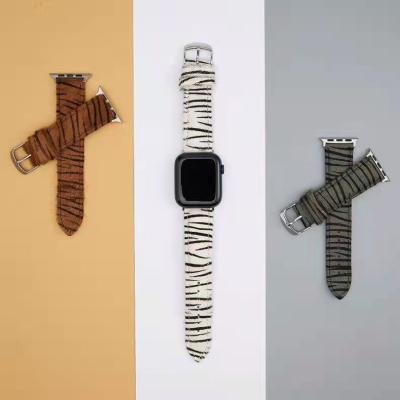 China Hot Selling Zebra Print Horse Hair Skin Quick Release Soft Watch Band Easy Smart Watch Strap For Apple for sale