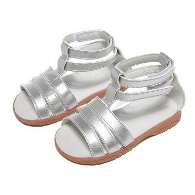 China Children Anti-slippery Silver Orthopedic Sandals Ankle Strapped Baby Gladiator Sandals for sale