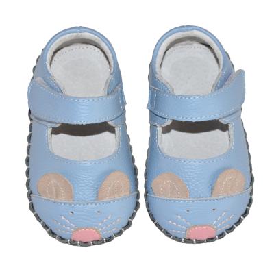 China Anti-Smell Baby Shoes Soft Sole Animal Handmade Lightweight Leather Baby Blue Mary Jane Shoes for sale