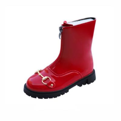 China Anti-Smell Kids Girls Patent Leather Zipper Up Kids Martin Boots Mirror Black And Red Winter Boots With Size 26-37 for sale