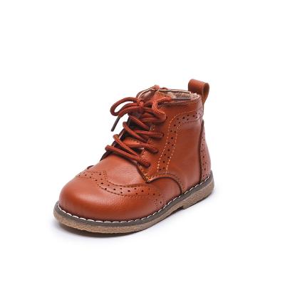 China Anti-Smell Unisex Small Kids Flat Anti-skid Ankle Boots Lace Up Round Toe Kids Boots For Falling for sale