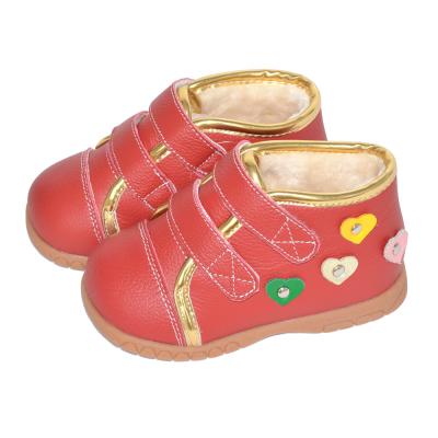 China New Style Anti-odor Toddler Kids Boots Double Strap Double Strap Girl Winter Red Genuine Leather Adjustable Boots for sale