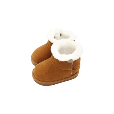 China Snow Fur Hairy Suede Baby Winter Anti-odor Indoor And Outdoor Genuine Leather Infant Boots for sale