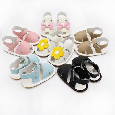 China Mixed Styles Anti-odor Leather Peep Hole Baby Soft Sandals Newborn Baby Shoes For Summer Anti-slip Rubber Sole Infant Sandals for sale