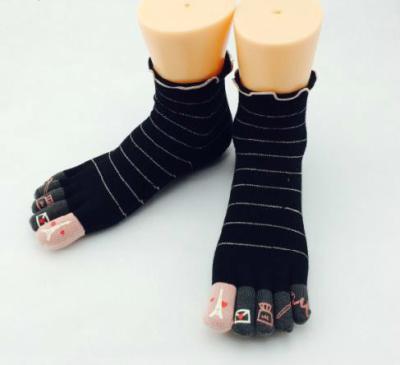 China Cotton custom logo, design jacquard Five Toes Socks for sale