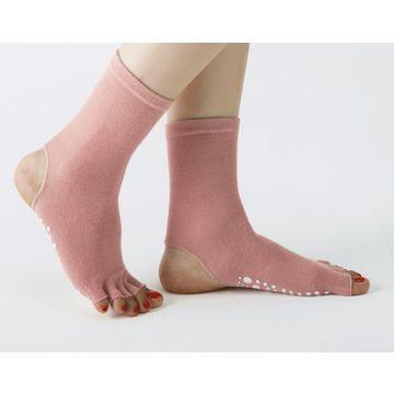 China Custom logo, design open heel cotton anti slip yoga sports socks with open five toes for sale