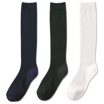 China Knitted woven soft over knee ribbed cotton student's socks for sale