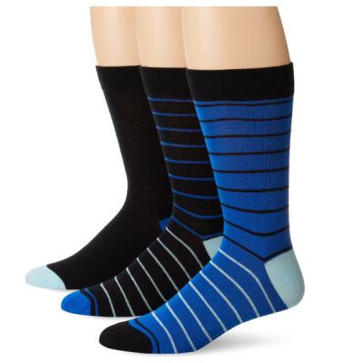 China black and blue striped design cotton business socks for sale