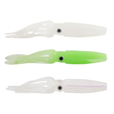 China Luminous Color 3/Bag Silica Gel Bait Luminous Squid Fishing Lures 10cm/8.6g Squid Soft Skirt Bait Artificial Ocean Beach BaitSwimming for sale