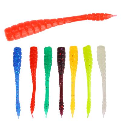 China Vivid Action 50 Pcs Swimming Luya Soft Lures 0.4g/4.5cm Worm Worm Larva Simulation Silica Gel Soft Lures for sale