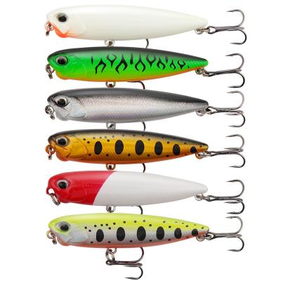 China ABS Surface Plastic Dog Ring Top Bead Pencil Floating Water Hard Lure 6.5cm/5.5g Simulation Fish Freshwater Baits for sale