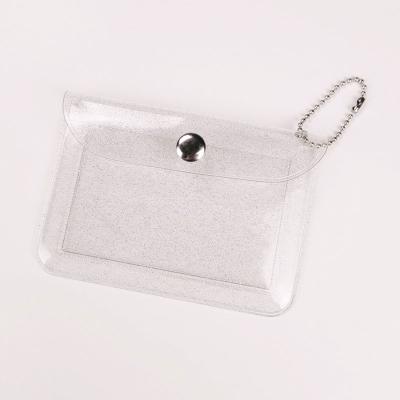 China Fashoion Hot Selling Clear Card Holder Wallet PVC Coin Purse Make Up Key Pocket Chain Bag For Gift for sale