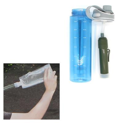 China High Quality Outdoor Camping Water Filter Straw Emergency Filter Mini Outdoor Water Rise Travel Cup for sale