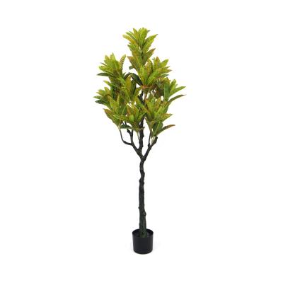 China Art Decor 1.5m Tall Artificial Potted Tree Plastic Codiaeum Variegatum for sale