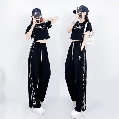 China Breathable High Elastic Waist 100% cotton women black pants casual sports loose trousers women sweatpants for sale