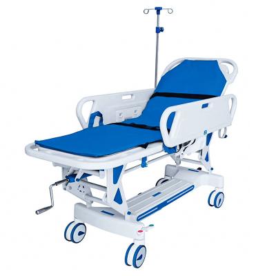 China ABS Metal Surgical Patient Exchange Cart Ambulance Hydraulic Transfer Electric Hospital Emergency Bed for sale