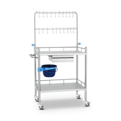 China Hospital Medicine Cabinet Stainless Steel Infusion Trolley Stainless Steel Treatment Hospital Infusion Medical Cart with Drawer for sale