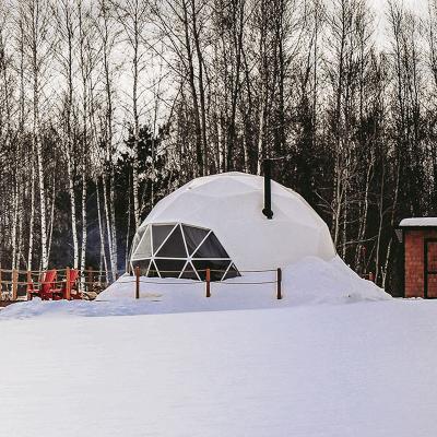 China Outdoor Wild Geodesic Dome Tent 15M Diameter Large Luxury Hotel Glamping Igloo Tent Prefab Camping Room Camping for sale