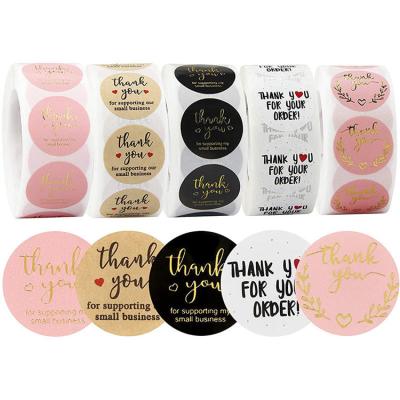 China Waterproof Custom Round Kraft Print Circle Seal Thank You Label Self Adhesive Roll Stickers For Your Business for sale