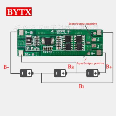 China FR-4 3s18650 Lithium Battery Protection Board 11.1-12.6v 10AM Current 5A for sale