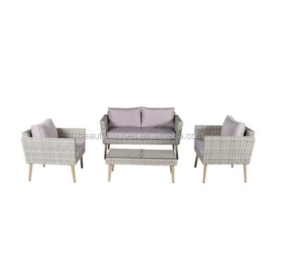 China Modern Outdoor High Quality Rattan Sofa Furniture Gray Rattan Sofa Set for sale