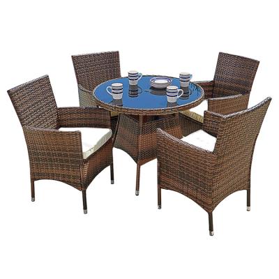 China Contemporary kd 5 pcs round square patio wicker garden cube outdoor rattan dining set for sale